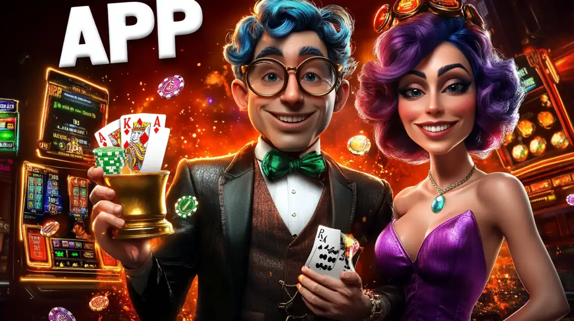 Couple enjoying Premier Bet casino app featuring cards and slot games