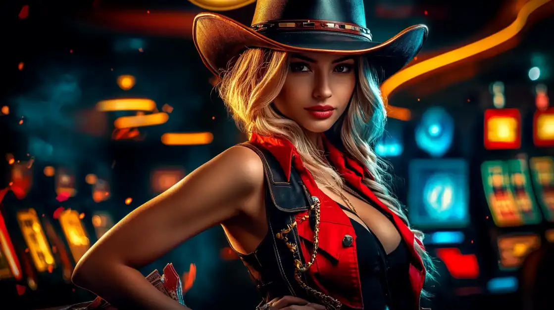 Western-themed casino slots featuring cowgirl character at Premier Bet