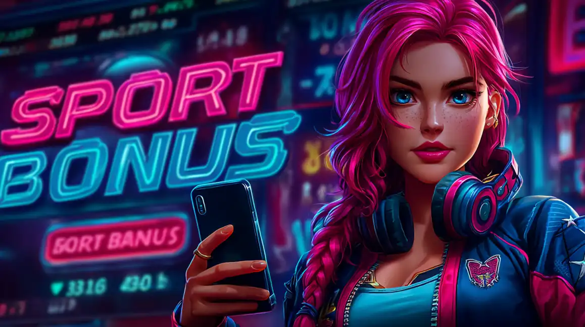 Neon-style sports betting bonus promotion featuring casino girl at Premier Bet