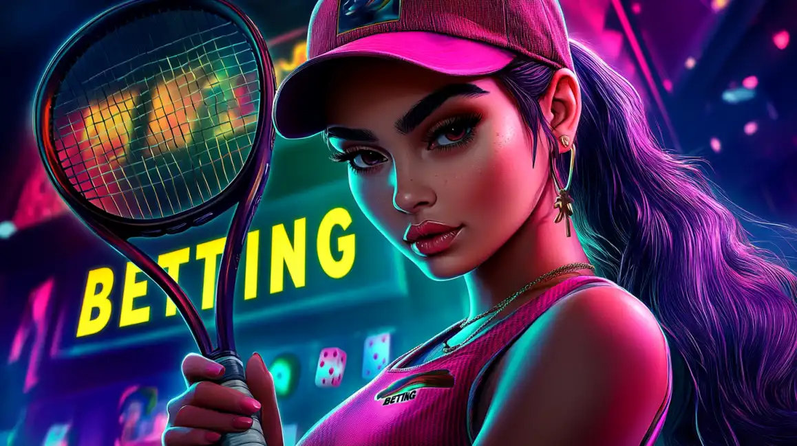 Neon-style tennis betting promotion featuring sports action at Premier Bet