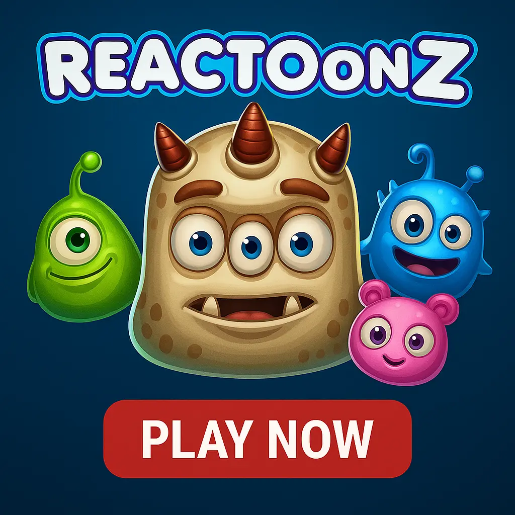Reactoonz alien-themed grid slot with colorful alien characters and cluster pays