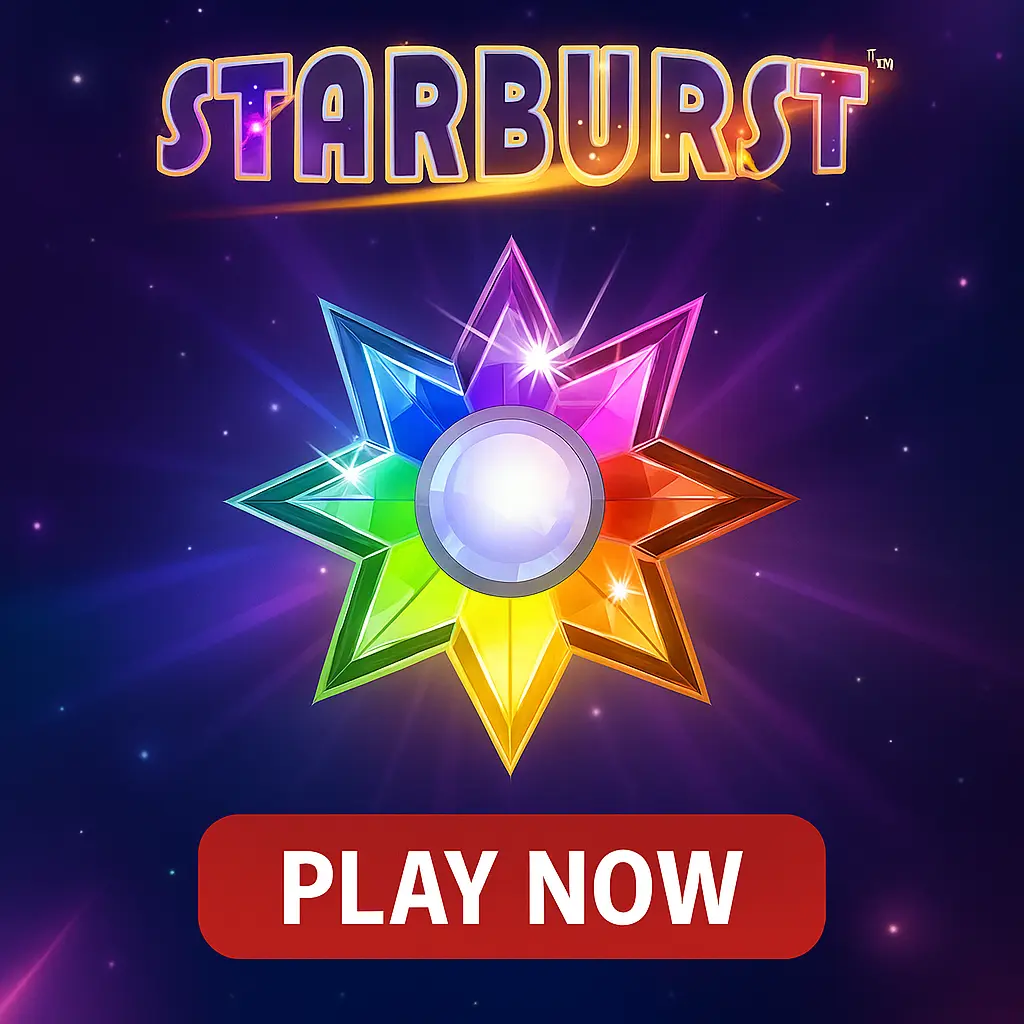 Starburst classic cosmic slot with expanding wilds and gem symbols